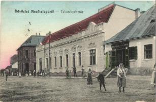 Mezőtelegd, Tileagd; Takarékpénztár, bor, sör és pálinka mérés / savings bank, street view, inn (EK)