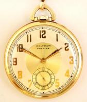 Walter premier mechanikus aranyozott fém zsebóra fém lánccal. Másodpercmutatóval, szép számlappal, m...