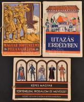 cca 1935 Képes magyar történelem..., Utazás Erdélyben, Magyar történelmi pillanatképek. A Szent Istbán cikóriagyár gyűjtőképes gyűjtőfüzetei 3 db, kompletten az összes képpel, jó állapotban