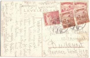 1920 Nyíregyháza-Sóstófürdő, Svájci ház + bélyegek a hátoldalon  (fl)