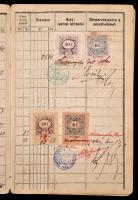 1897 Központi pénztári fizetési könyvecske sok okmánybélyeggel