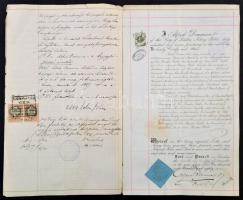 cca 1897 Központi Jéggyártó Rt iratának hiteles angol fordítása 2x 50kr magyar és 1SH angol okmánybé...