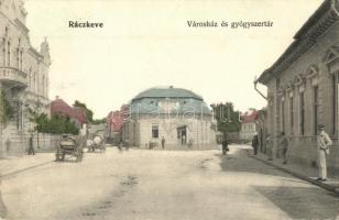 1906 Ráckeve, Városház, Gyógyszertár a Szentháromsághoz, tér. Weisz Bernát kiadása 280.