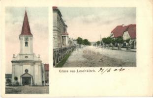 Újegyház, Leschkirch, Nocrich; Evangélikus templom, utcakép / Lutheran church, street view (EK)