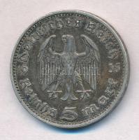 Német Harmadik Birodalom 1935D 5M Ag "Hindenburg" T:2,2- 
German Third Reich 1935D 5 Mark...