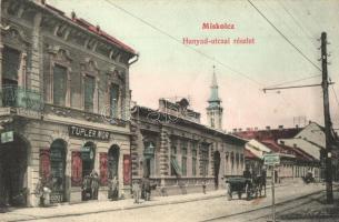 1910 Miskolc, Hunyad utca, Miskolczi villamos vasút megállóhelye, Tupler Mór üzlete
