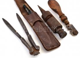 Kis szerszám tétel: üvegvágó, kaszaverő, fázisceruza, stb