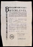 1945 Az Ideiglenes Nemzeti Kormány nagybirtokrendszer megszüntetéséről szóló rendelete alapján kiadott birtoklevél Nagy Imre földművelésügyi miniszer nyomtatott aláírásával