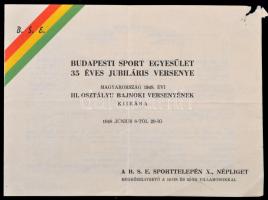 1948 Budapesti Sport Egyesület 35 éves jubiláris versenye, Magyarország 1948. évi III. osztályú bajnoki versenyének kiírása, kis sérüléssel.