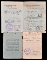 1938-1943 Kispest, veszetség elleni oltási bizonyítvány és adózási igazolvány, valamint vásárlási könyv, változó állapotban.