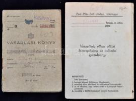 1938-1943 Kispest, veszetség elleni oltási bizonyítvány és adózási igazolvány, valamint vásárlási kö...