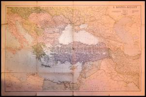 1943 A Közel-Kelet Balkán-félsziget, Kisázsia térképe. Szakadásokkal. 80x119 cm