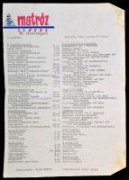 cca 1970 Matróz csárda étlap