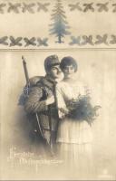1918 Herzliche Weihnachtsgrüsse / WWI K.u.K. military romantic Christmas greeting card (EK)