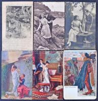 92 db RÉGI üdvözlőlap / 92 pre-1945 greeting art postcards