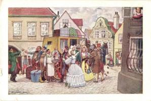 Régi jó idők Magyarországon - 8 db régi művészi képeslap / 8 pre-1945 Hungarian art postcards s: Bic...