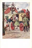 Régi jó idők Magyarországon - 8 db régi művészi képeslap / 8 pre-1945 Hungarian art postcards s: Bic...