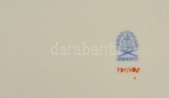 Herendi Viktória mintás dísztányér, kézzel festett, jelzett, hibátlan, 28×25 cm