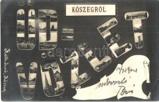 1904 Kőszeg, Üdvözlet. Szecessziós képeslap. Róth Jenő kiadása / Art Nouveau