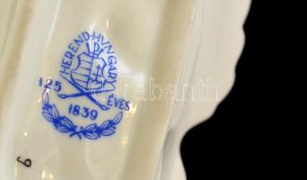 Herendi Viktória mintás leveles tálka, kézzel festett, jelzett, kopásnyomokkal, 15x8,5 cm