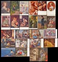 48 db RÉGI főleg használatlan hölgy motívumlap / 48 pre-1945 mostly unused lady motive postcards