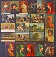 61 db RÉGI főleg megíratlan művész motívumlap, sok Stengel litho lappal / 61 mostly unused pre-1945 art motive postcards with many Stengel litho cards