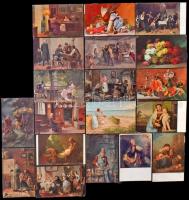 61 db RÉGI főleg megíratlan művész motívumlap, sok Stengel litho lappal / 61 mostly unused pre-1945 ...