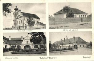 1941 Vajk, Vajka nad Zitavou; Római katolikus templom, népiskola, Boronkay kastély, Hlavács János üzlete és saját kiadása / church, school, castle, shop (EK)