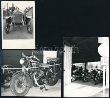 Régi motorok és autók egyben és szétszedve, 7 db fotó, 9,5×6,5 és 9×12 cm