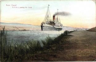 Suez Canal, D. O. A. L. passing the Canal, steamship. Ephtimios Freres No. 47. (EK)
