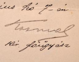 1906 Marosvásárhely, főúgyészi levél hivatalos ügyben Szentkirályi Miklós alügyész részére, fejléces...