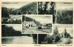 1939 Szokolya, Kőzúzda, Drótkötélpálya, halas-tó, Gróf Almásy vadászkastély, vasútállomásra vezető út (fl)
