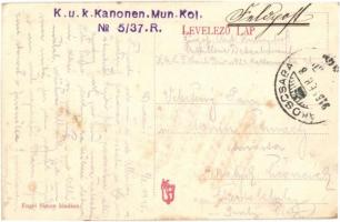 1916 Budapest XVII. Rákoscsaba, vasútállomás gőzmozdonnyal. Engel Simon kiadása + K.u.K: Kanonen Mun...