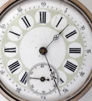 Remontoir ezüst fedeles zsebóra, hibátlan számlappal, szép állapotban, tisztításra szoruló szerkezet...