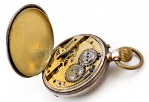 Remontoir ezüst fedeles zsebóra, hibátlan számlappal, szép állapotban, tisztításra szoruló szerkezet...