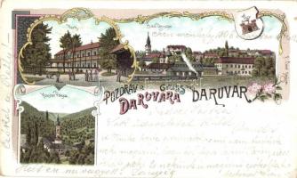 1898 Daruvár, Daruvar; fürdő, park, Pakra templom / park, spa, church. Art Nouveau, floral (Rb)