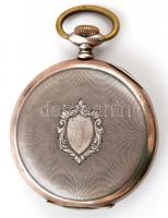Art Deco dupla ezüst fedeles zsebóra, aranyozott és vésett tokkal, Működő, jó állapotban. / Silver p...