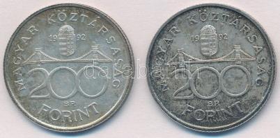 1992. 200Ft Ag "MNB" (2x) T:2 patina
