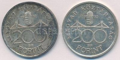 1992. 200Ft Ag "MNB" (2x) T:2 patina