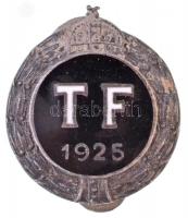 ~1925. TF 1925 (Testnevelési Főiskola) zománcozott fém gomblyukjelvény, hátoldalán BERÁN N. BPEST. gyártói jelzéssel (19mm) T:2