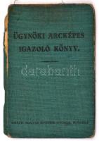 1944 Bp., Ügynök (utazó, üzletszerző, képviselő) arcképes igazolványa, bejegyzésekkel, viseltes köté...