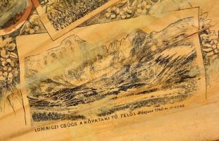 1890 Üdvözlet a Tátrából, illusztrált legyező, rajta ismertebb tátrai helyek (Ótátrafüred, Alsó-Tára...