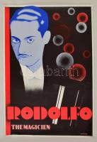 cca 1975 Rodolfo the magicien. Nagyméretű 1935-ös plakát reprintje Herczog jelzéssel. Kecskeméti Házinyomda. 62x90
