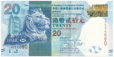 Hongkong 2014. 20$ Hongkong and Shanghai Banking Corporation Limited T:I Hong Kong 2014. 20 Dollars Hongkong and Shanghai Banking Corporation Limited C:UNC