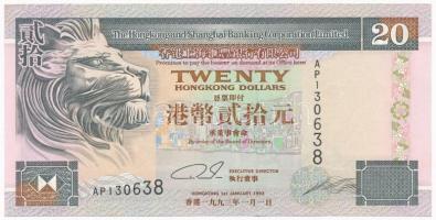 Hongkong 1993. 20$ T:I Hong Kong 1993. 20 Dollars C:UNC