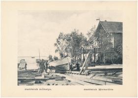 Balatonfüred, leporelló füzet 16 képpel, benne: Gyógyterem, Klotild udvar, Savó kút, Baross gőzhajó,...