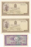 Románia 1941. 500L (2x) közeli sorszám + 1966. 10L T:I,I- 10L fo. Romania 1941. 500 Lei (2x) close serials + 1966. 10 Lei C:UNC,AU 10L spotted