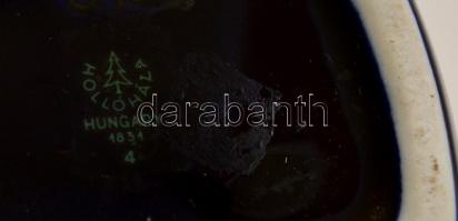 Hollóházi ékszeres doboz, kézzel festett, jelzett, hibátlan, 9×5 cm