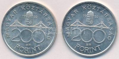 1992. 200Ft Ag "MNB" (2x) T:1-,2