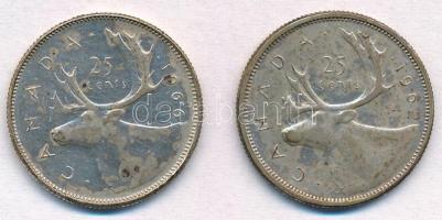 Kanada 1962-1966. 25c Ag "II. Erzsébet" (2x) T:2 patina
Canada 1962-1966. 25 Cents Ag &qu...